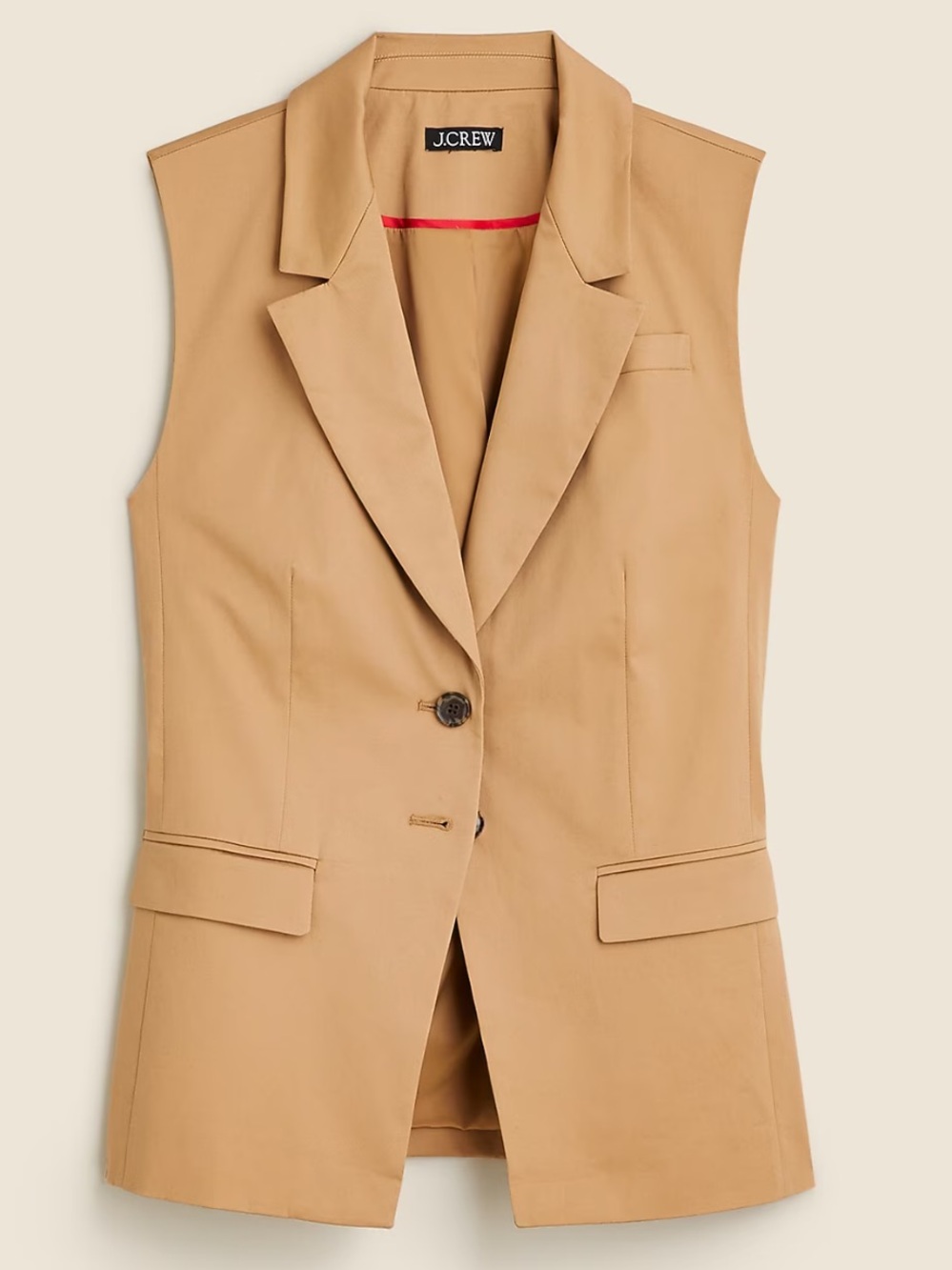 J Crew Longer vest in lightweight chino. Camel color Size 10